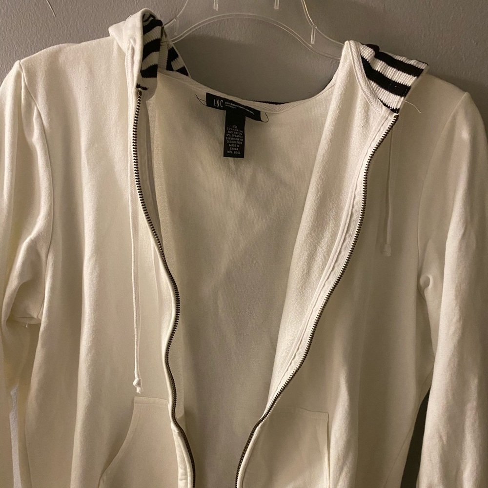 White and Black-Striped Hoodie